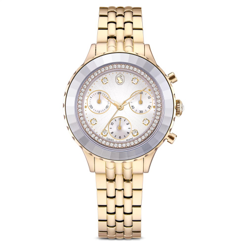Octea chrono watch Swiss Made, Metal bracelet, Gold tone, Champagne gold-tone finish