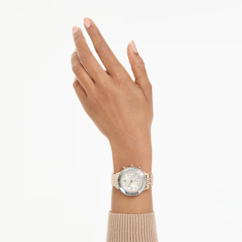 Octea chrono watch Swiss Made, Metal bracelet, Gold tone, Champagne gold-tone finish