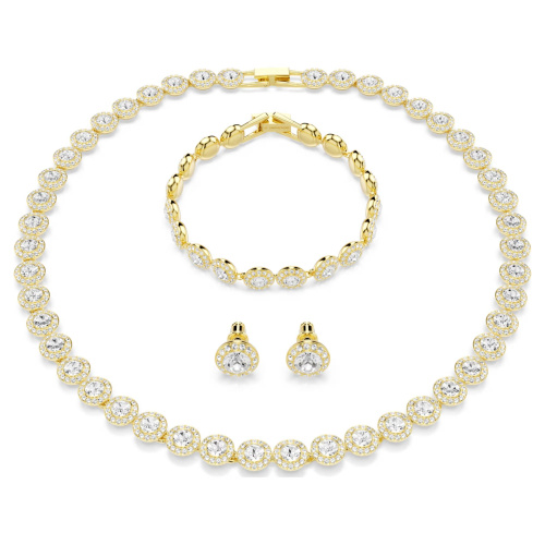 Una Angelic set Set (3), Round cut, White, Gold-tone plated