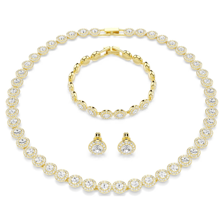 Una Angelic set Set (3), Round cut, White, Gold-tone plated