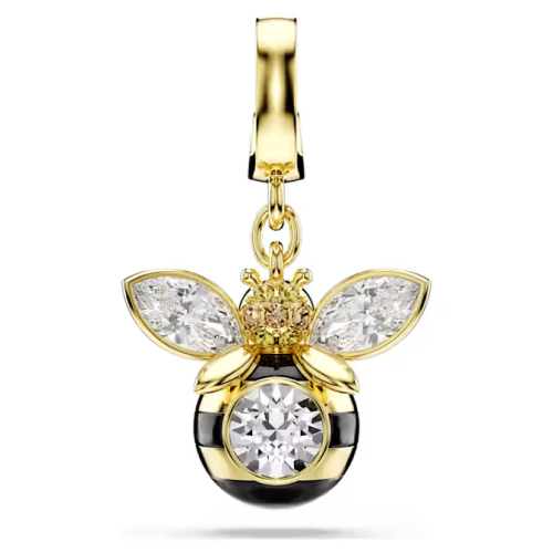 Idyllia charm Mixed cuts, Bee, Multicolored, Gold-tone plated
