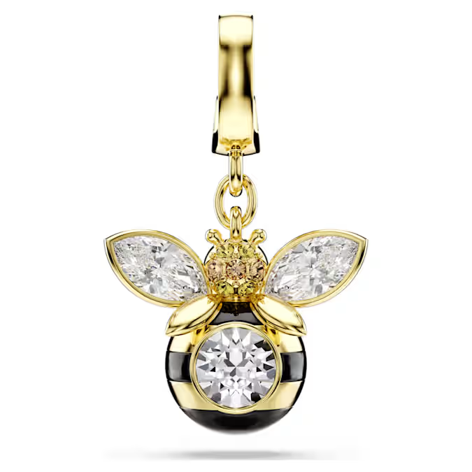 Idyllia charm Mixed cuts, Bee, Multicolored, Gold-tone plated