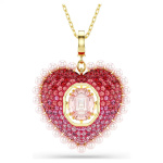Idyllia pendant Mixed cuts, Heart, Pink, Gold-tone plated