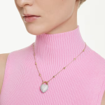 Idyllia pendant Mixed cuts, Heart, White, Gold-tone plated