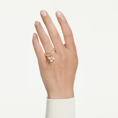 Idyllia motif ring Mixed cuts, Bee, Multicolored, Gold-tone plated