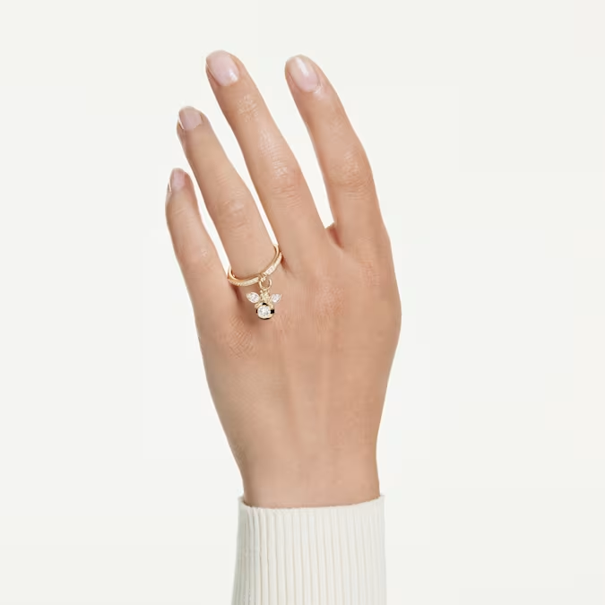Idyllia motif ring Mixed cuts, Bee, Multicolored, Gold-tone plated