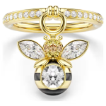 Idyllia motif ring Mixed cuts, Bee, Multicolored, Gold-tone plated