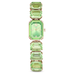 Watch Octagon cut bracelet, Green, Champagne gold-tone finish
