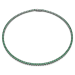 Matrix Tennis necklace Round cut, Green, Ruthenium plated