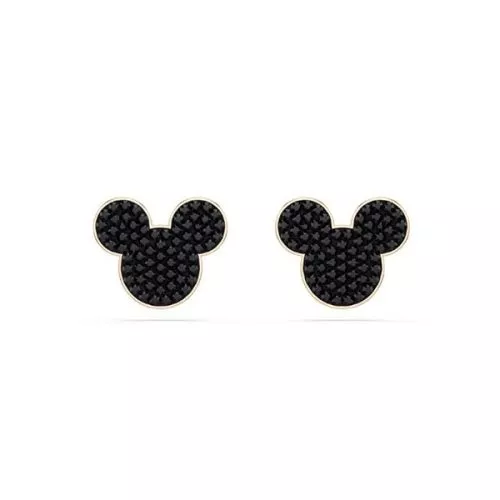 Mickey & Minnie Pierced Earrings, Black, Rose gold-tone plated