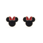 Mickey & Minnie Pierced Earrings, Black, Rose gold-tone plated