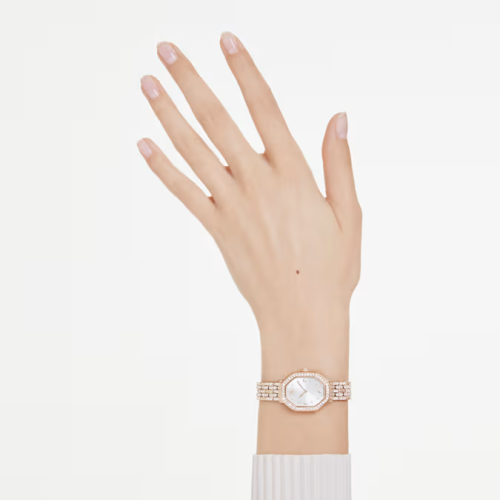 Dextera octagon watch Swiss Made, Metal bracelet, Gold tone, Rose gold-tone finish