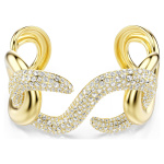 Dextera cuff Round cut, White, Gold-tone plated