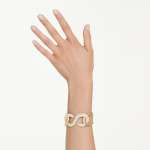 Dextera cuff Round cut, White, Gold-tone plated
