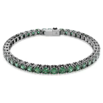 Matrix Tennis bracelet Round cut, Green, Ruthenium plated