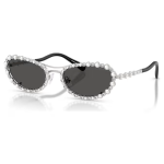 Sunglasses Oval shape, 2 in 1 clip-on, SK7044, Silver tone