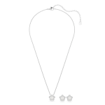 Ariana Grande x Swarovski set, Crystal pearl, Round cut, Flower, White, Rhodium plated
