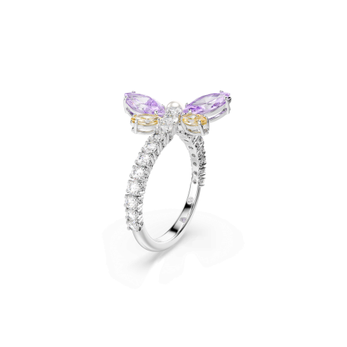 Ariana Grande x Swarovski motif ring, Mixed cuts, Dragonfly, Multicolored, Rhodium plated