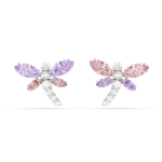 Ariana Grande x Swarovski stud earrings, Mixed cuts, Dragonfly, Multicolored, Rhodium plated
