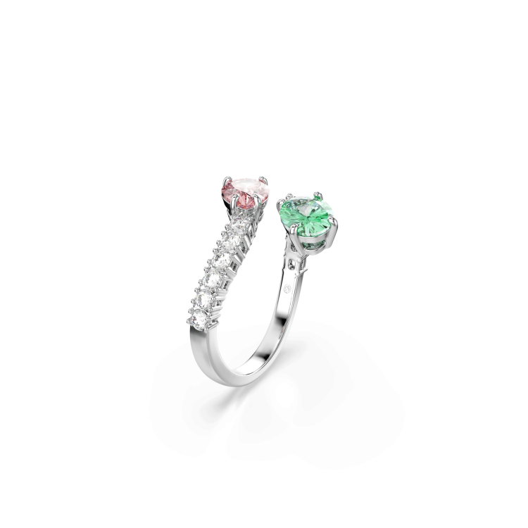 Ariana Grande x Swarovski open ring, Mixed cuts, Multicolored, Rhodium plated