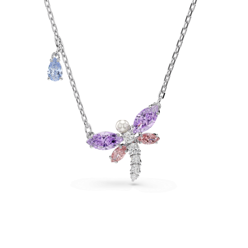 Ariana Grande x Swarovski pendant, Mixed cuts, Dragonfly, Multicolored, Rhodium plated