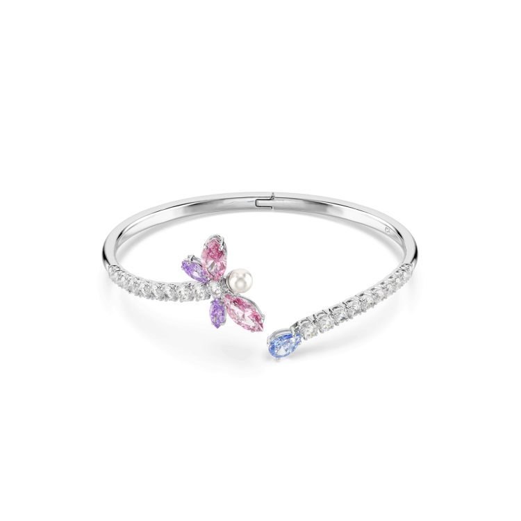 Ariana Grande x Swarovski bangle, Mixed cuts, Dragonfly, Multicolored, Rhodium plated