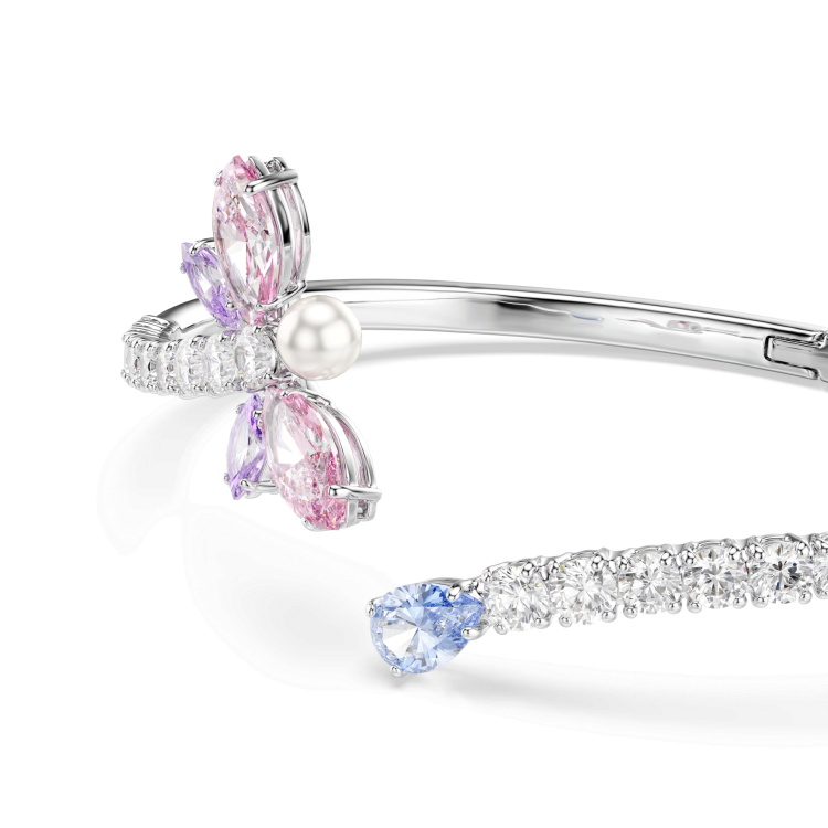 Ariana Grande x Swarovski bangle, Mixed cuts, Dragonfly, Multicolored, Rhodium plated