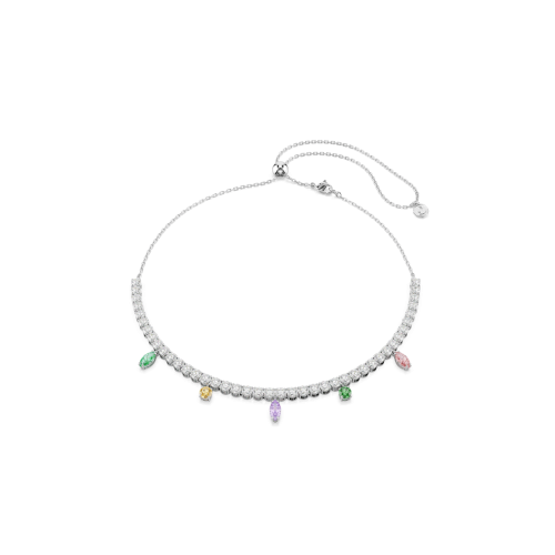 Ariana Grande x Swarovski Tennis necklace, Mixed cuts, Multicolored, Rhodium plated