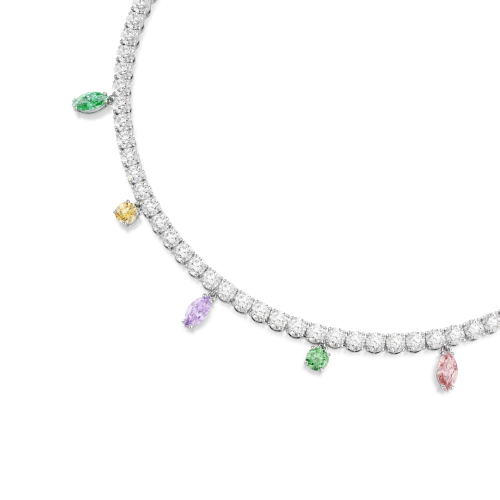 Ariana Grande x Swarovski Tennis necklace, Mixed cuts, Multicolored, Rhodium plated