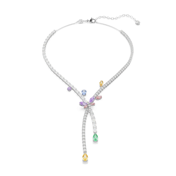 Ariana Grande x Swarovski necklace, Mixed cuts, Dragonfly, Multicolored, Rhodium plated