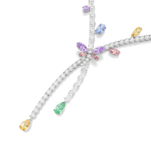 Ariana Grande x Swarovski necklace, Mixed cuts, Dragonfly, Multicolored, Rhodium plated