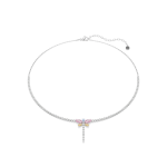 Ariana Grande x Swarovski Tennis Y necklace, Mixed cuts, Dragonfly, Multicolored, Rhodium plated