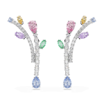 Ariana Grande x Swarovski drop earrings, Mixed cuts, Multicolored, Rhodium plated