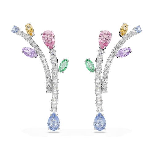 Ariana Grande x Swarovski drop earrings, Mixed cuts, Multicolored, Rhodium plated