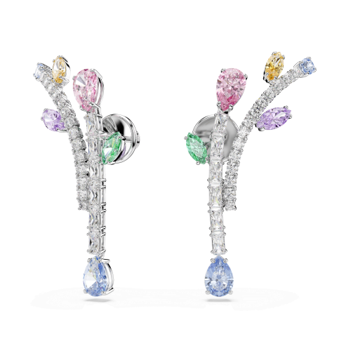 Ariana Grande x Swarovski drop earrings, Mixed cuts, Multicolored, Rhodium plated