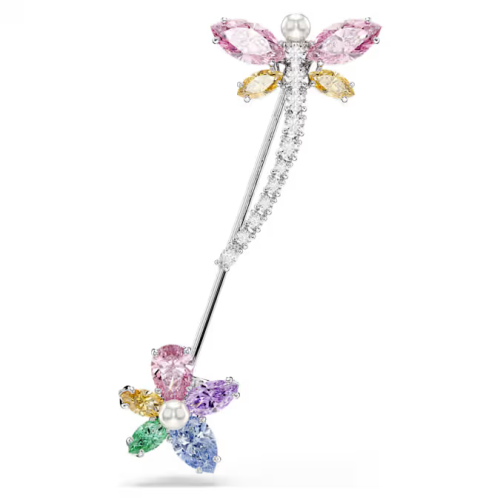 Ariana Grande x Swarovski brooch, Mixed cuts, Dragonfly, Multicolored, Rhodium plated