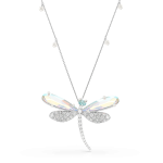 Ariana Grande x Swarovski pendant and brooch, Mixed cuts, Dragonfly, Green, Rhodium plated