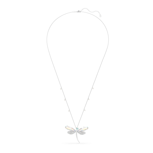 Ariana Grande x Swarovski pendant and brooch, Mixed cuts, Dragonfly, Green, Rhodium plated