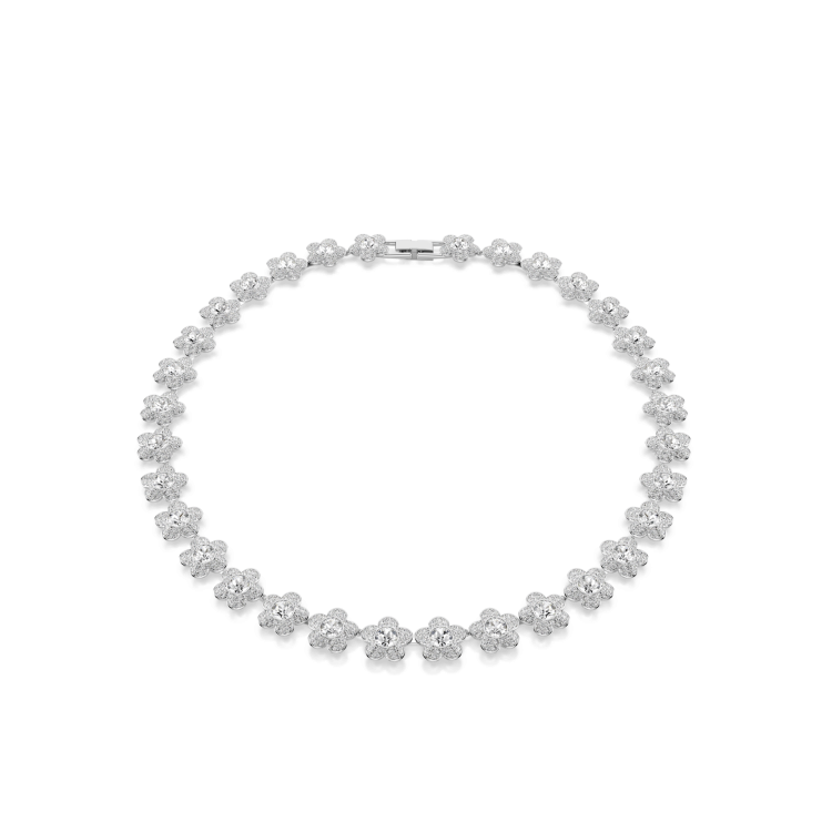 Ariana Grande x Swarovski necklace, Round cut, Flower, White, Rhodium plated