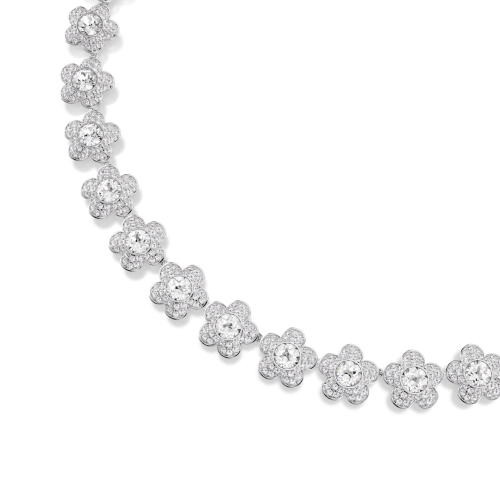 Ariana Grande x Swarovski necklace, Round cut, Flower, White, Rhodium plated