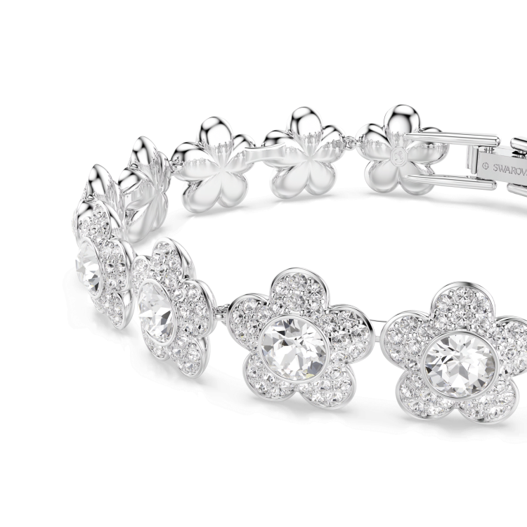 Ariana Grande x Swarovski bracelet, Round cut, Flower, White, Rhodium plated