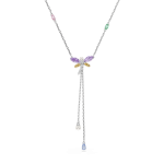 Ariana Grande x Swarovski Y necklace, Mixed cuts, Dragonfly, Multicolored, Rhodium plated