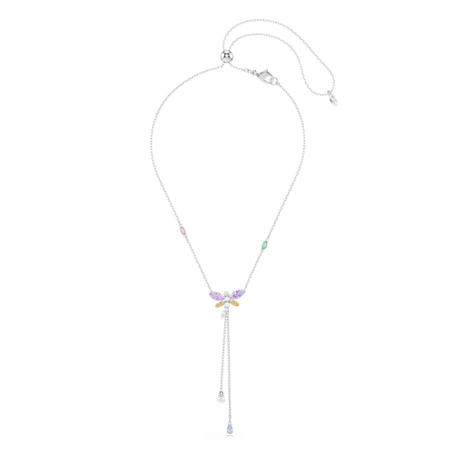 Ariana Grande x Swarovski Y necklace, Mixed cuts, Dragonfly, Multicolored, Rhodium plated