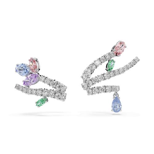 Ariana Grande x Swarovski ear cuffs, Mixed cuts, Multicolored, Rhodium plated