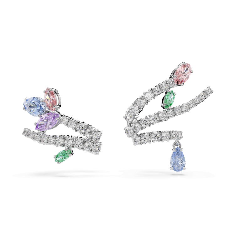 Ariana Grande x Swarovski ear cuffs, Mixed cuts, Multicolored, Rhodium plated