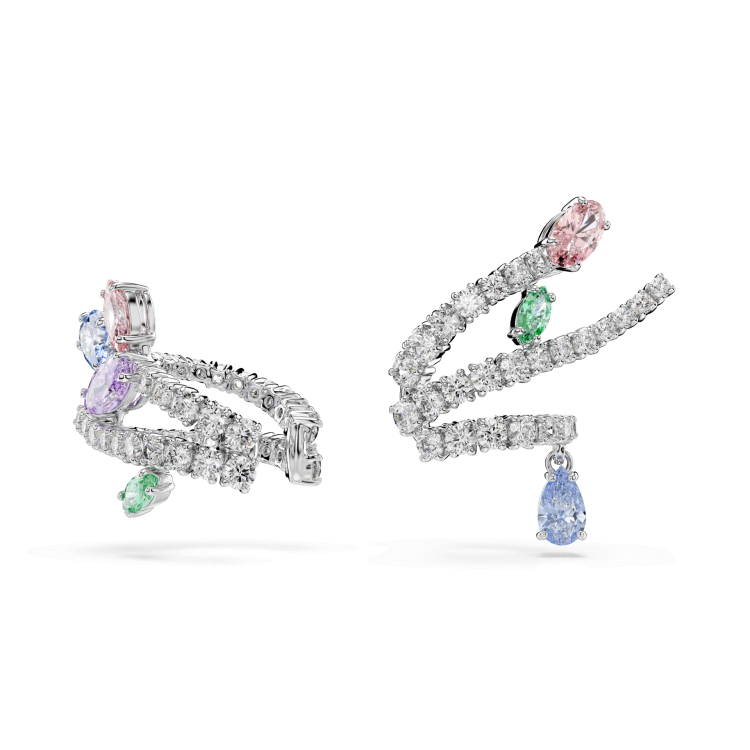 Ariana Grande x Swarovski ear cuffs, Mixed cuts, Multicolored, Rhodium plated