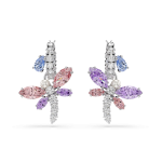 Ariana Grande x Swarovski drop earrings, Mixed cuts, Dragonfly, Multicolored, Rhodium plated