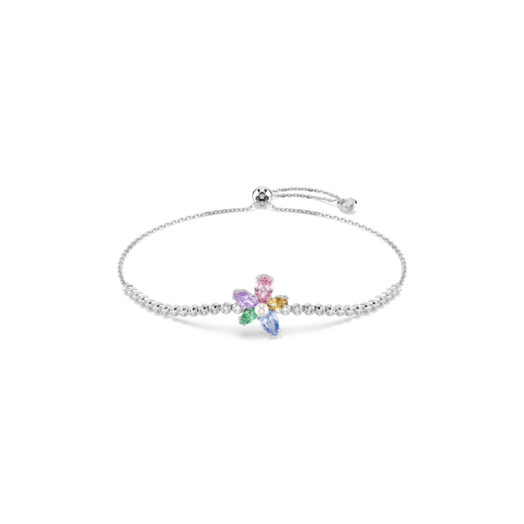 Ariana Grande x Swarovski bracelet, Mixed cuts, Flower, Multicolored, Rhodium plated