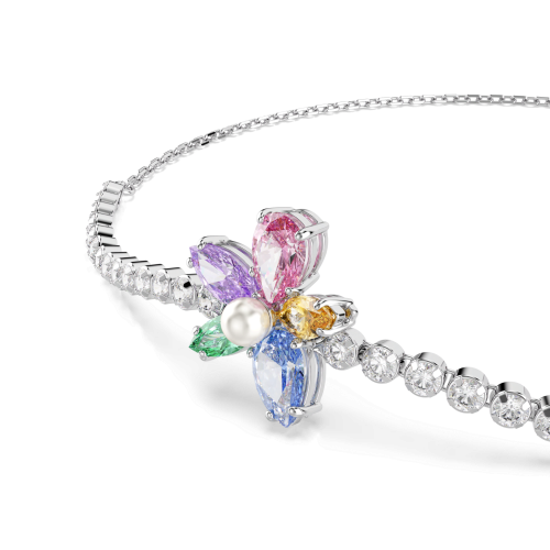 Ariana Grande x Swarovski bracelet, Mixed cuts, Flower, Multicolored, Rhodium plated