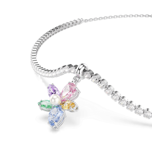 Ariana Grande x Swarovski choker, Mixed cuts, Flower, Multicolored, Rhodium plated